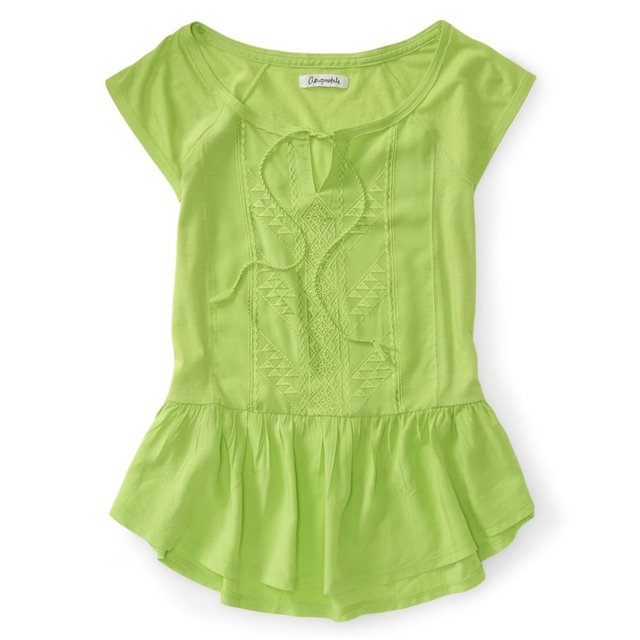 Blusa de Punto Campesina Aeropostale Color Sólido Mujer Verde Extragrande Tejer
