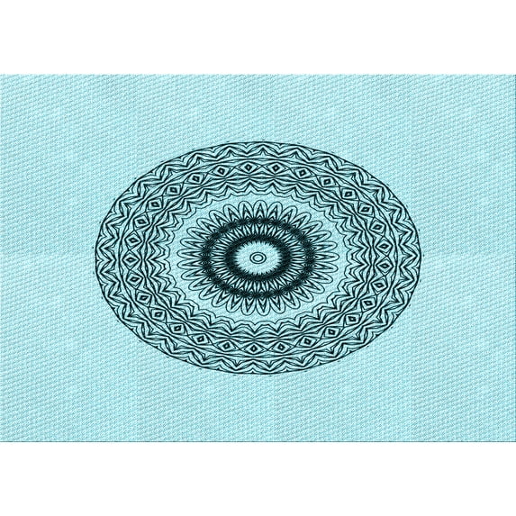 Ahgly Company Machine Washable Indoor Rectangle Transitional Electric Blue Area Rugs, 5' x 7'