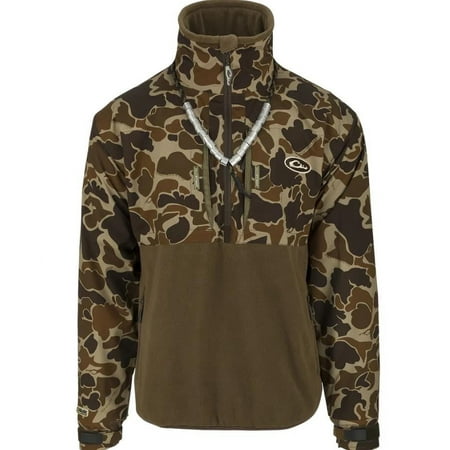Drake Men s Guardian Flex Fleece Eqwader Quarter Zip Jacket Mossy Oak Bottomland Large
