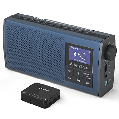 Avantree Altavoz de TV portátil inalámbrico y radio FM 2 en 1, con transmisor de TV Bluetooth de baja latencia, ideal para personas mayores, con problemas de audición - Audikast 4860