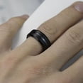 thumbnail image 5 of Classic Men Black Tungsten Carbide 8mm Polished Matte Brushed Finish Center Wedding Band Ring, Size 13, 5 of 5