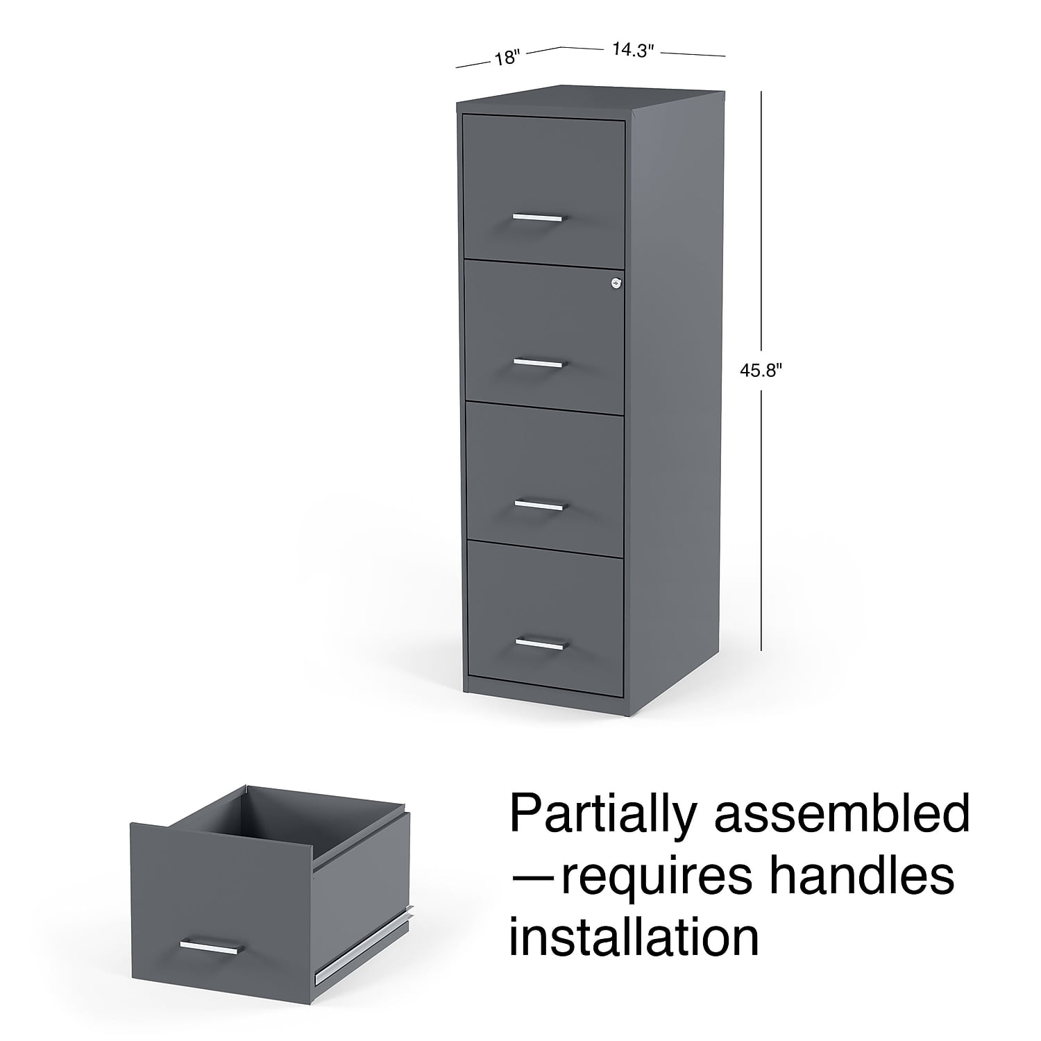 Staples 4 Drawer Vertical File Charcoal Letter 18 D 52148 16255 Com