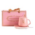 thumbnail image 1 of Juego de posavasos calefactores para tazas de cerámica, 55 ℃, temperatura constante, lindo juego de calentadores de tazas para hogares, regalos de oficina, color rosa, 1 of 5