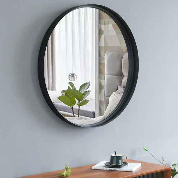 Winado 30" Round Mirror Circle Mirror Metal Framed Wall Mirror Vanity Hanging Decorative Mirrors for Bathroom, Bedroom, Living Room, Entryway