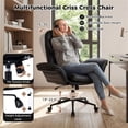 thumbnail image 6 of 5 Position Adjustable Armrest Criss Cross Chair Cat Scratch Leather Swivel Desk Chair with Side Pockets 330 LBS Weight Capacity, 6 of 10