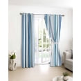 thumbnail image 3 of Blue Teal Striped Blackout Curtains for Bedroom/Living Room, Thermal Insulated Kitchen Curtains, Farmhouse Stripes Modern Art Grommet Darkening Window Treatment Drapes 27.5"x39"x2, 3 of 8