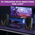 thumbnail image 4 of Black Wired Computer Speakers, USB Powered Gaming Speakers with Zero-Lag Audio, Dynamic RGB Lighting, 3.5mm Aux Cable for PC Desktop Monitor Laptop Tablet, 4 of 4