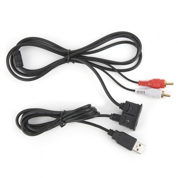 Cable de extensión de 3,5 mm y 3,3 pies USB AUX estéreo hembra a 2 RCA macho para coche barco motocicleta Jadeshay A