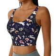 thumbnail image 2 of Fotbe Retro Rabbit Flower Pattern Womens' Sports Bra Longline Wirefree Padded with Medium Support Sports Moisture-Wicking Workou Vest,Tank Top-, 2 of 9