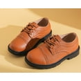 thumbnail image 5 of DADAWEN Toddler Boys Oxford Dress Shoes Synthetic Leather Lace Up Brown Loafer Flats for 10 Toddler, 5 of 5