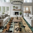 thumbnail image 4 of Dog Paws Printed Area Rugs 8x10 for Living Room, Vintage Teal Brown Wooden Farmhouse Non Slip Washable Rug Runner, Low Pile Indoor Floor Carpet Mat Bathroom Rugs for Bedroom, Kids Room, 4 of 9