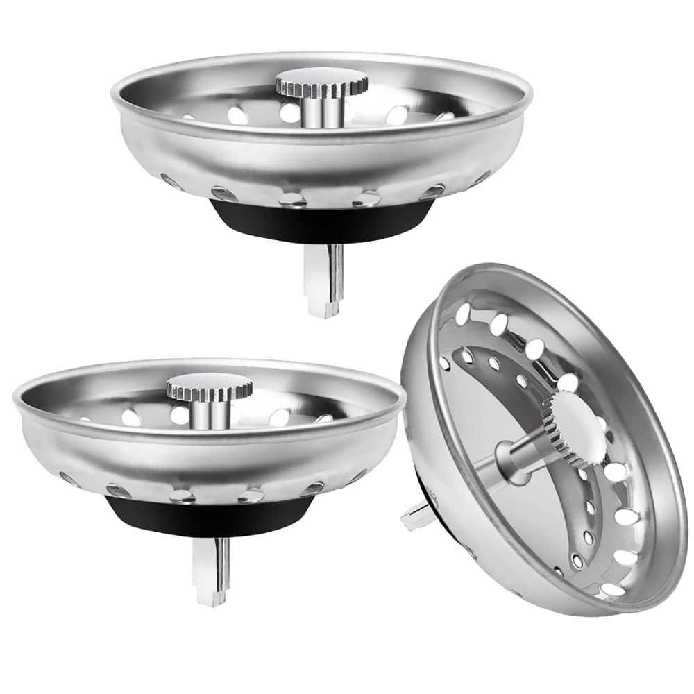 3 Pack Kitchen Sink Strainer with Stopper Replacement Stainless Steel