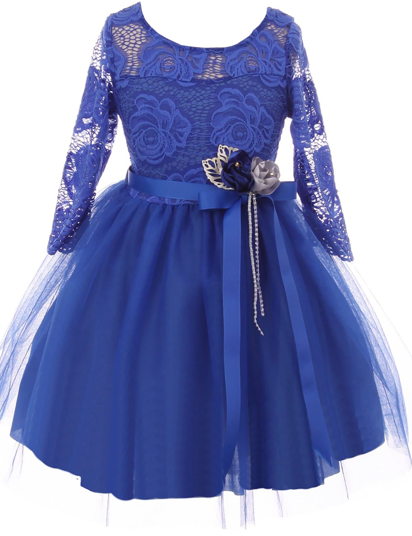 Red Princess Belt Flower Girl Dress with Bow Ball Gown for Weddings