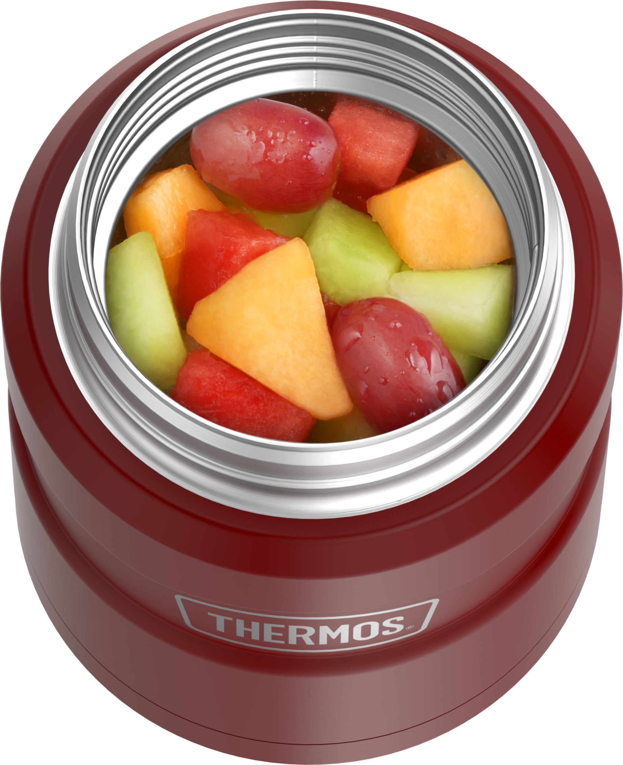 Thermos Stainless King Food Jar with Folding Spoon, Rustic Red, 16 Ounce