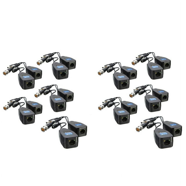 10Pairs CCTV Coax BNC Video Power Balun Transceiver to CAT5E 6 RJ45 Connector Coaxial/Analog HD Pair Transmitter