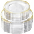 thumbnail image 1 of 200 PCS Clear and Gold Plastic Plates for 100 Guests, Elegant Clear Disposable Plates with Gold Trim, Include 100 PCS Dinner Plates, 100 PCS Dessert Plates for Party, Birthday and Graduation, 1 of 7