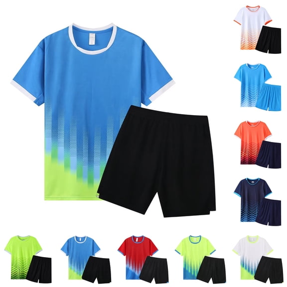 Faraee Toddler Boys Clothes Athletic Summer Short Sleeve T-Shirt and Shorts Kids Quick Drying Outfit Sport Team Soccer Set Black 18-24 Months