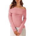 thumbnail image 1 of Suéter PRETTYGARDEN de Hombros Descubiertos de Punto Rosa XXL, 1 of 8