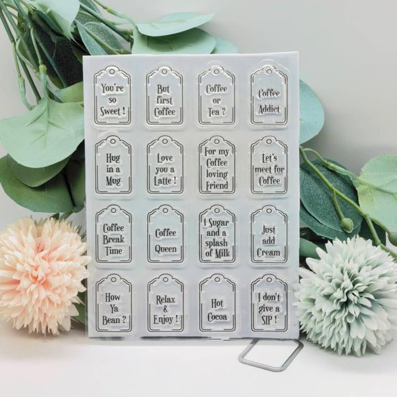 Troqueles metálicos KSCRAFT etiquetas de café 2,3 x 2,5 cm