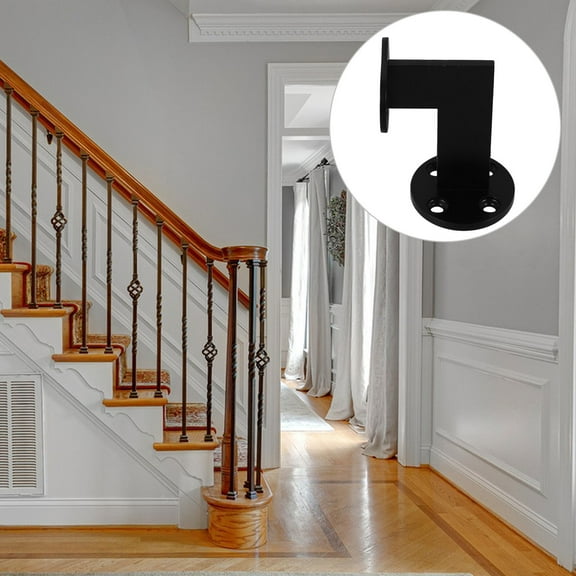RUNROTOO 1Pack Stair Railing Brackets in Black 8.00X6.00X4.90CM