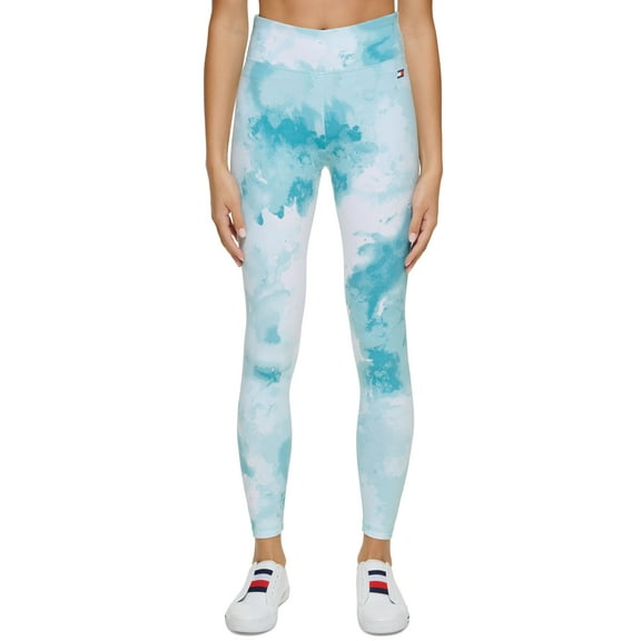 Tommy Hilfiger Sport Watercolor Full Length Leggings Turquoise Tonic S