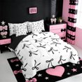 thumbnail image 2 of Erosebridal Black Ribbon Bowtie Girls 7 Pieces Bedding Comforter Set,Kawaii Princess Bowknot Full Bedding Set For Kids,Black Reversible, 2 of 7