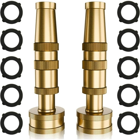 Garden Hose Nozzle Brass Water Nozzle with Adjustable Spray Rotates High Pressure Nozzles for Hose(2 Pack)