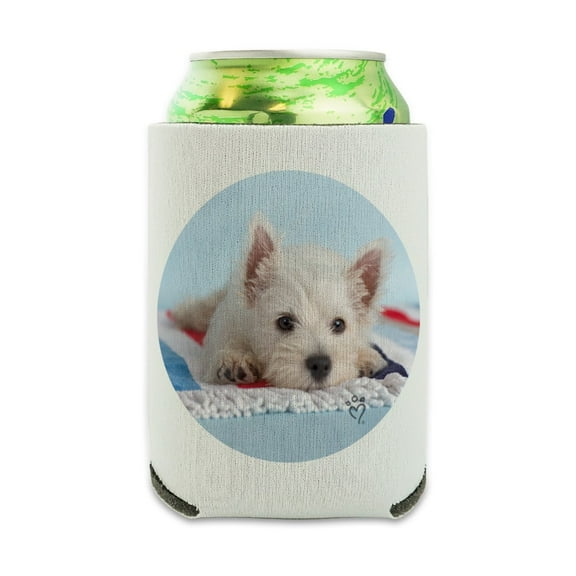 West Highland Terrier Westie Puppy Dog Beach Towel Can Cooler - Drink Sleeve Hugger Collapsible Insulator - Beverage Insulated Holder