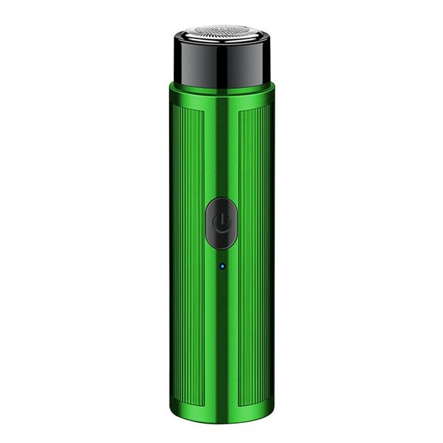 Green Compact Electric Shaver with 2W Power - Rotary Detachable Washable Blades, USB Charging, 160mAh Rechargeable Battery, 5000-10000rpm Rotation Speed, ABS & Metal Material, 95x95x23mm Portable