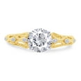 thumbnail image 2 of Center 1 Carat Round Cut Moissanite Lab Created Diamond Twisted Solitaire Engagement Ring In 14K Yellow Gold Over Sterling Silver(VVS1 Clarity,G-H Color,1.10 Cttw)-6.5, 2 of 7
