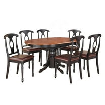 FurniFact Black Oval Kitchen Table and Chairs, 7 Pc Dining Table Set for 6