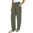 thumbnail image 3 of Three Dots Women's Elastic Pull On Pant with Pockets (US, Alpha, Medium, Regular, Regular, Green), 3 of 4