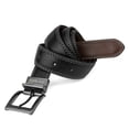 thumbnail image 2 of Cinturón Steve Madden vestido casual de cuero negro/marrón para hombre, 2 of 5