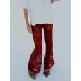 thumbnail image 4 of Rdhnmea Women Flare Pants Lace See-Through Elastic Waist Trousers Bottoms, 4 of 8