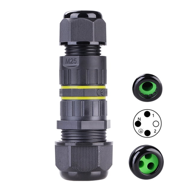 Conector impermeable IP68 para exteriores, entrada múltiple M25-3P (1 entrada, 3 salidas), diámetro de cable 5-9mm, resistente a polvo y humedad, ideal para iluminación exterior y sistemas