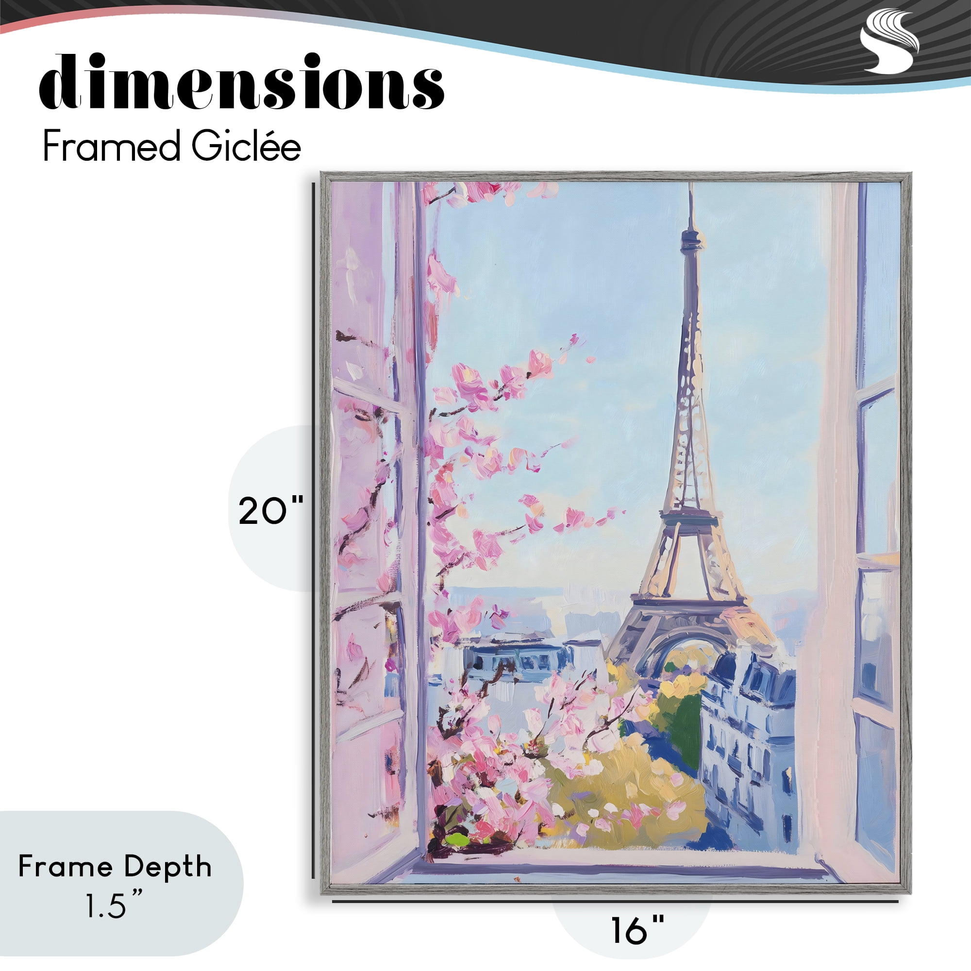 Stupell Industries Eiffel Tower View in Spring Gray Framed Giclee Art, design by The Prints Vibe