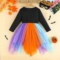 thumbnail image 4 of Gaexia Girl Fall Dress,Girls Dresses Halloween Tutu Dress Long Sleeve Cartoon Print Party Gown For Toddler Kids Casual School Beach Outfit,Black,5-6 Years, 4 of 8