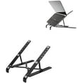 thumbnail image 1 of HUGFEGWE Laptop Stand for Desk Adjustable Height, Ergonomic Design, Compatible with MacBook, Portable Aluminum Foldable Lightweight Desktop Holder for 10-15.6 in Laptops & Tablets (Black) CJB91-6078, 1 of 7