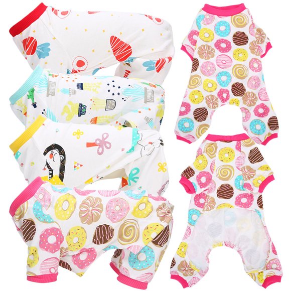 Qiilu 4x Soft Dog Pet Pajamas Jumpsuit Pet Puppy Cotton Home Costume Clothes Suit S-XL