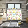 thumbnail image 4 of Yayeee Kitchen Curtains Tier Pair Light Filtering 27"x24" Rod Pocket Short Cafe Window Panel, Colorful Easter Eggs, 4 of 7