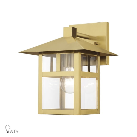 21323-32 Livex Lighting Crestlake - 1 Light Large Outdoor Wall Lantern-11.5 Inches Tall and 9 Inches Wide-Satin Gold Finish