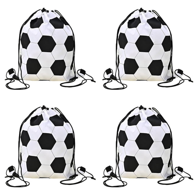 WUSUOWEI 4PCS Drawstring Backpack,Soccer Theme Backpack,15×13Inch,Bag Sport Gym Sackpack,Soccer Pattern Backpacks,Soccer Gift Bags,Drawstring Party Bags for Sports Storage Party Decorations
