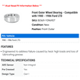 thumbnail image 2 of Front Outer Wheel Bearing - Compatible with 1980 - 1986 Ford LTD 1981 1982 1983 1984 1985, 2 of 2