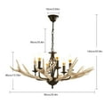 thumbnail image 2 of Retro Antler Chandelier 6 Light Deer Horn Restaurant Dining Pendant Lamp Resin, 2 of 16