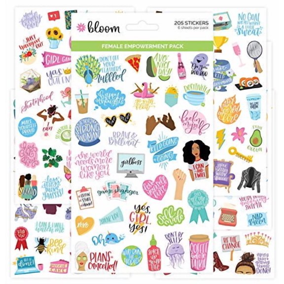 bloom daily planners Female Empowerment Planner Stickers - Variety Pack - 6 Sheets / 250  Girl Power Themed Stickers