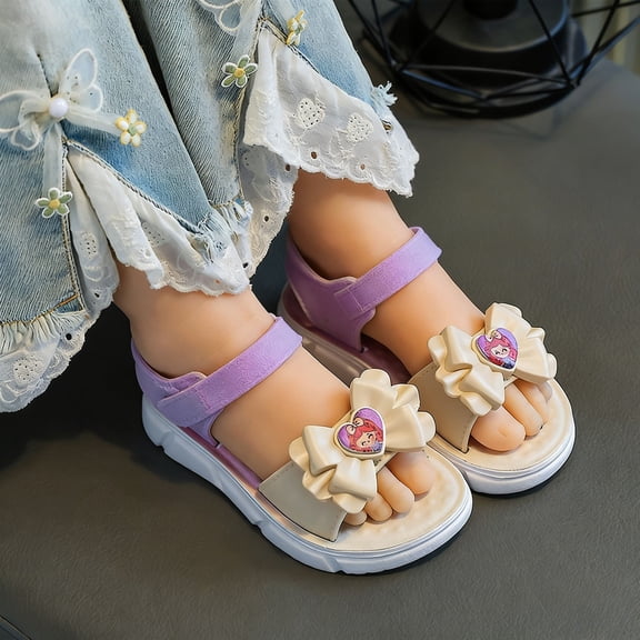 FSYBOA Girls Sandals, Outdoors Non-Slip Open Toe Casual Summer Shoes Purple Size 1(Big Kids)