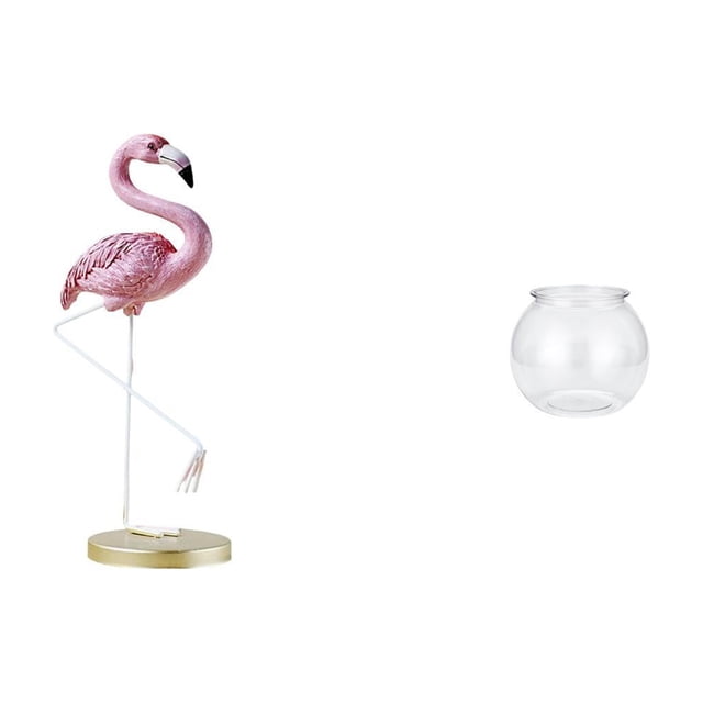 Escultura de resina de flamenco con pecera, recipiente transparente para acuario, ideal para decorar sala de estar, dormitorio, oficina o jardín.