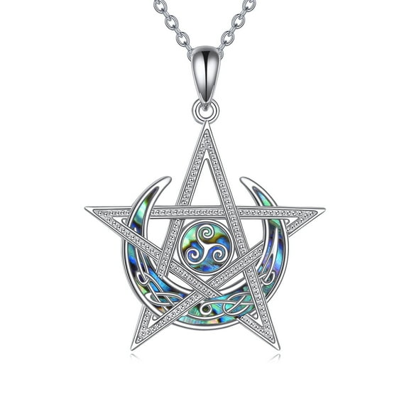 Wicca Pentagram Necklace S925 Sterling Silver Pentacle Pendant Necklaces Pentagram Protection Jewelry Gifts for Women