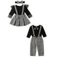 thumbnail image 2 of Wsevypo Baby Brother and Sister Matching Outfits Little Brother Romper Suspender Pants Big Sister Tops Overall Skirt Clothes, 2 of 5