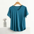 thumbnail image 4 of Outfmvch Tshirts Shirts for Women Going Out Tops for Women Womens Basic T Shirts Plain T Shirts Womens Plus Size Tunics Blouses for Women Cotton Boho Tops for Women Sky Blue 6XL, 4 of 5